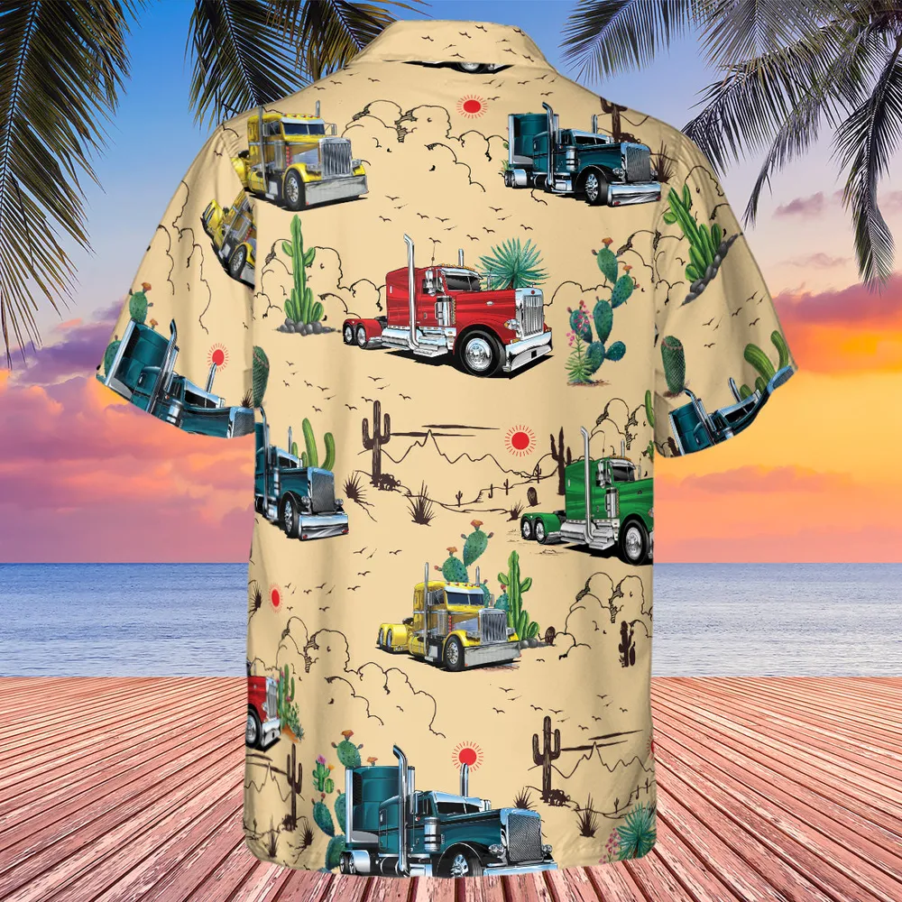 Peterbilt Semi Truck Pattern Hawaiian Shirt - 3