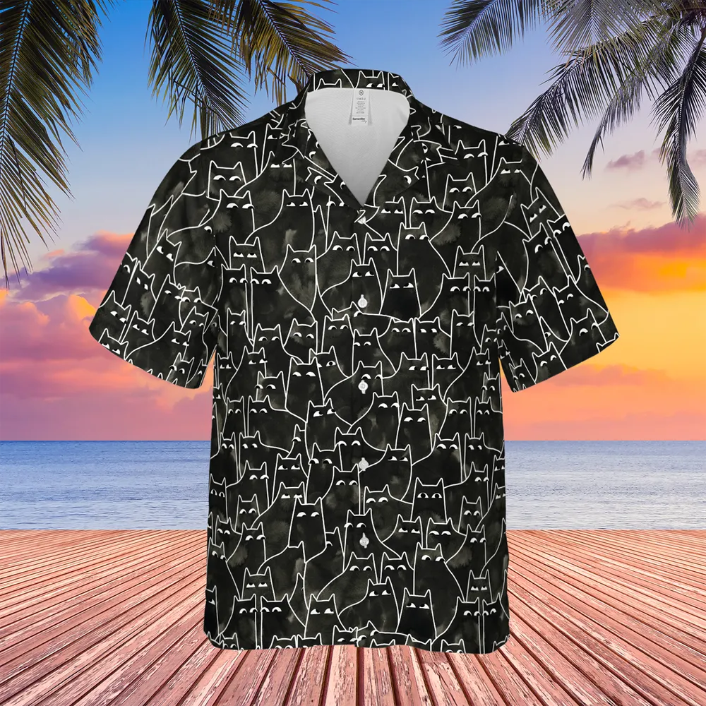 Suspicious Cats Funny Cat Hawaiian Shirt - 3