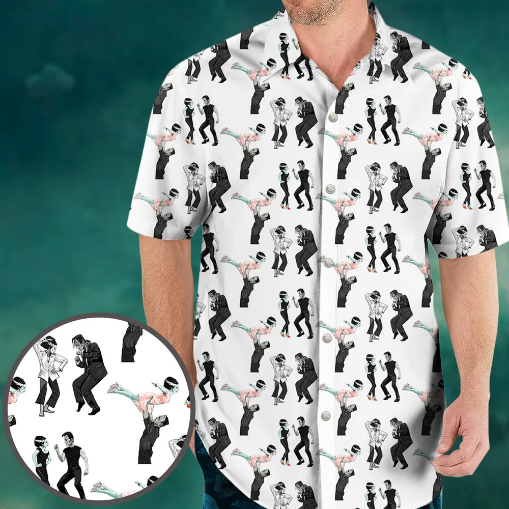 Frankenstein And Bride Dance Movies Dance Scene Mashup Hawaiian Shirt - 3