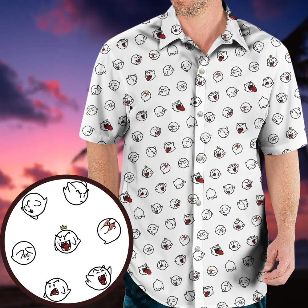 Super Mario Boo Pattern Hawaiian Shirt - 2