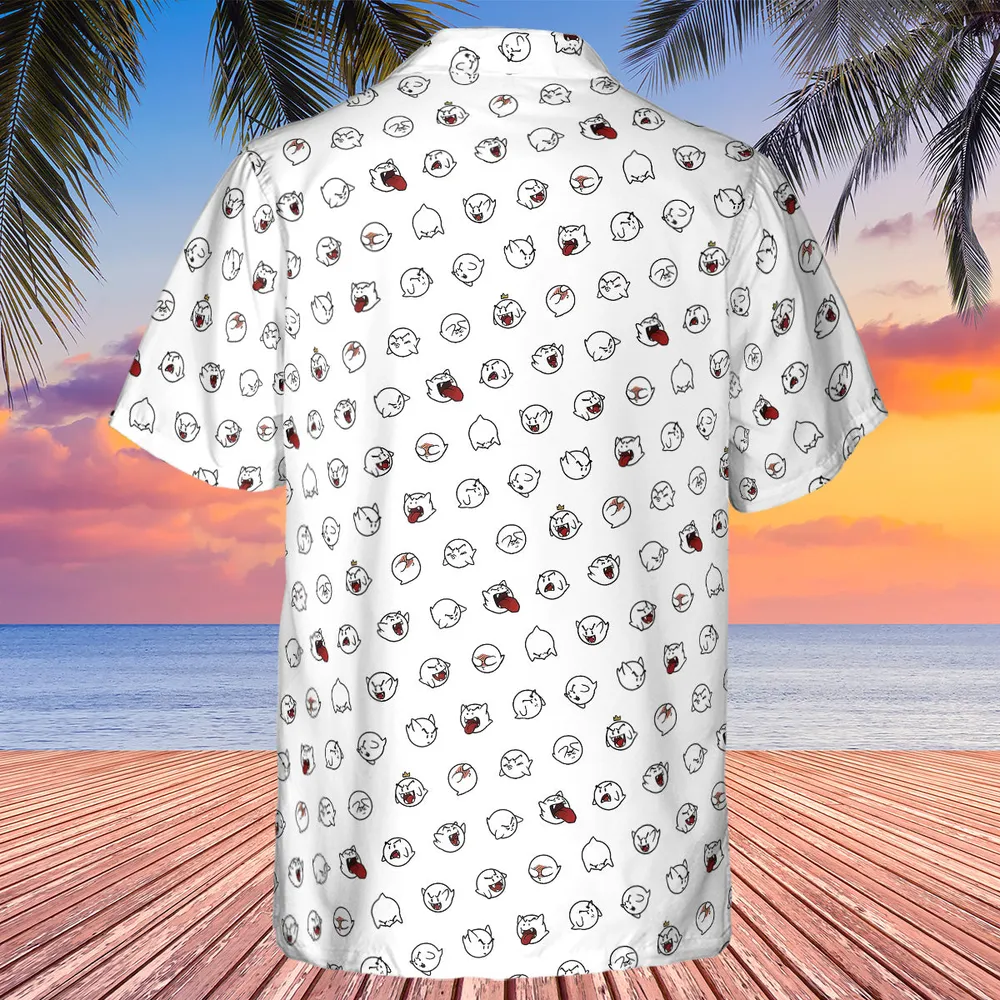 Super Mario Boo Pattern Hawaiian Shirt - 3