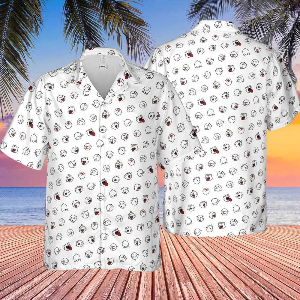 Super Mario Boo Pattern Hawaiian Shirt - 4