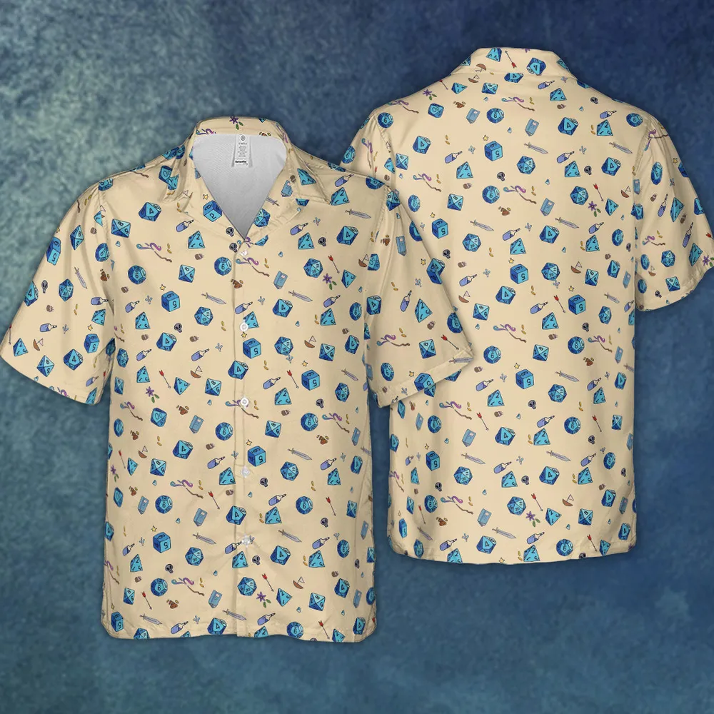 RPG DND Dices Pattern Hawaiian Shirt - 3