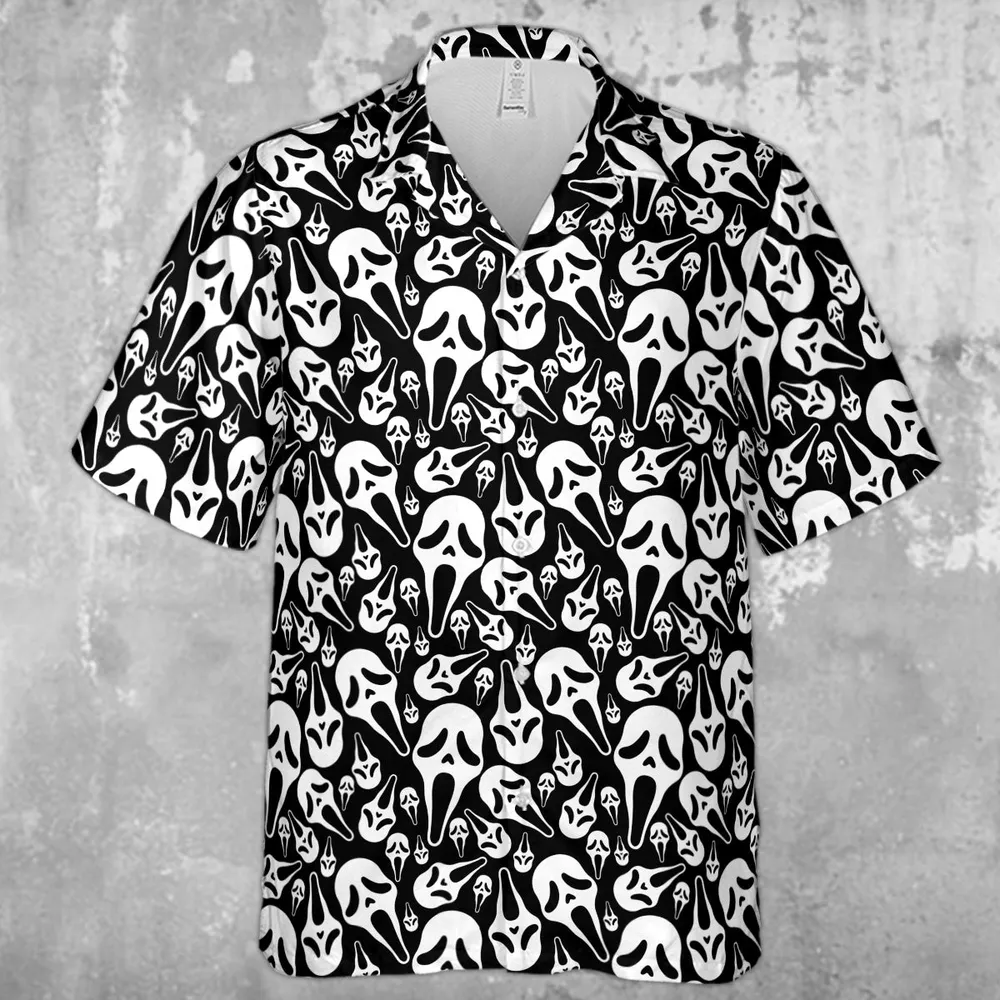 Ghostface Horror Movie Pattern Halloween Hawaiian Shirt - 3