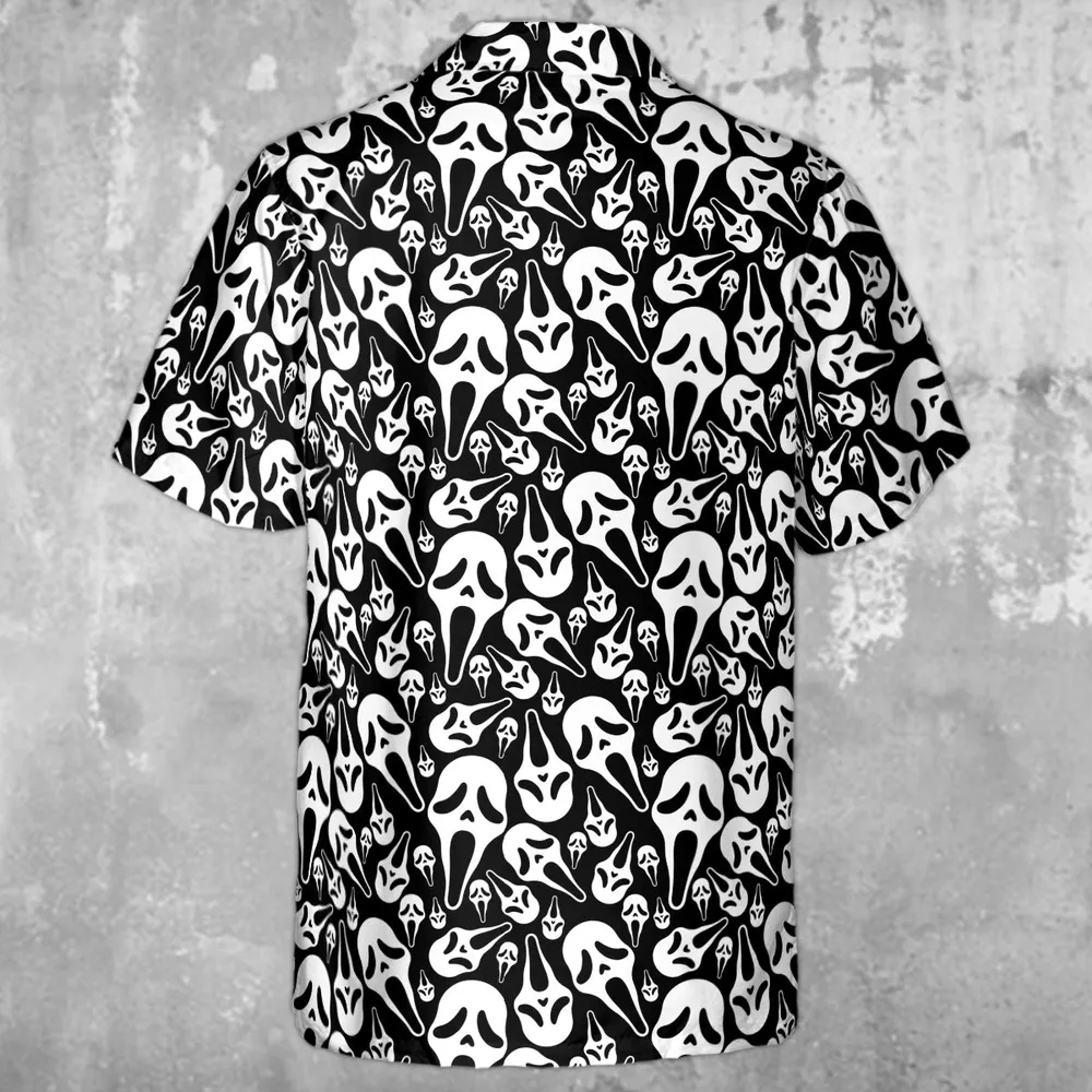 Ghostface Horror Movie Pattern Halloween Hawaiian Shirt - 2