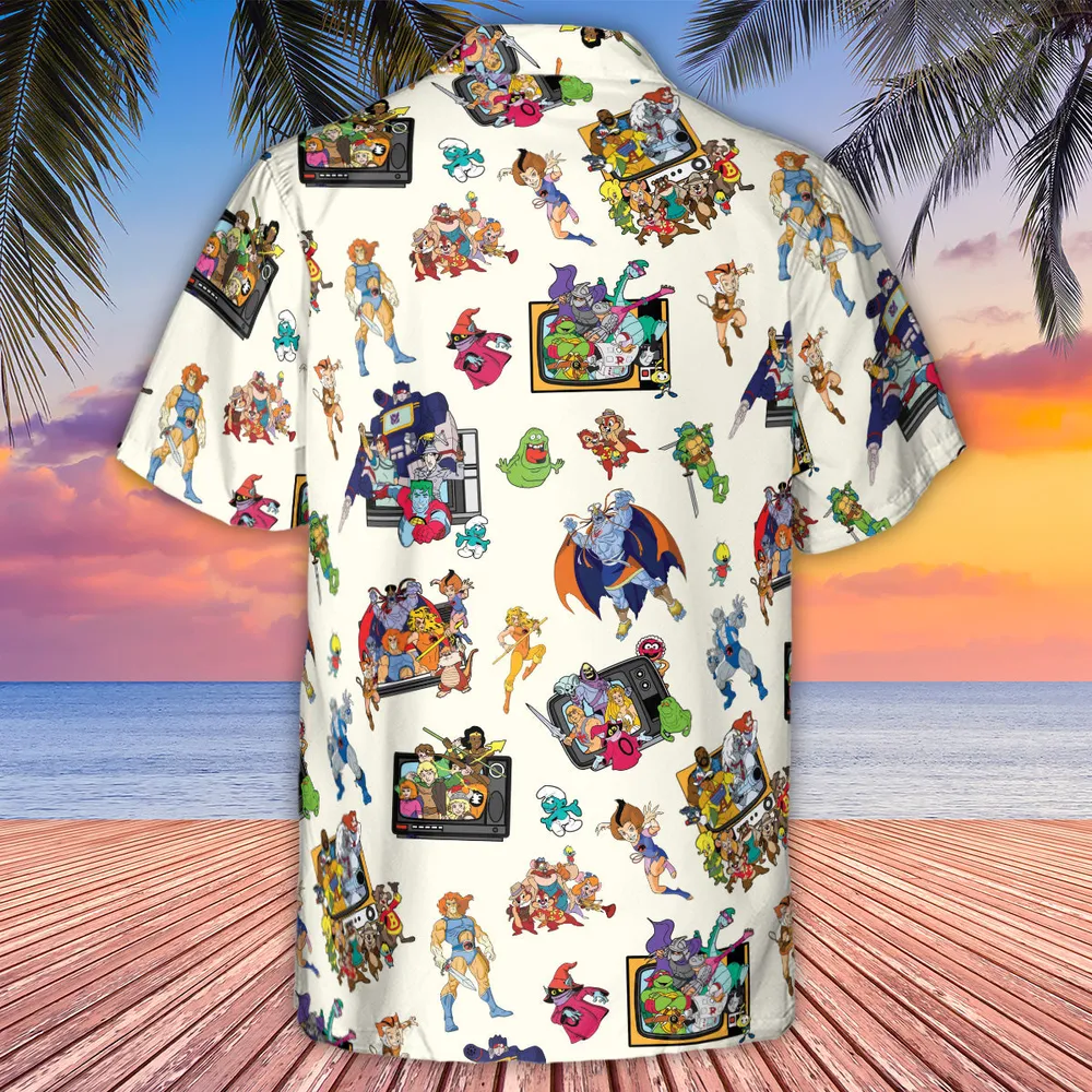 80s Famous Cartoon Characters Pattern Hawaiian Shirt - 7