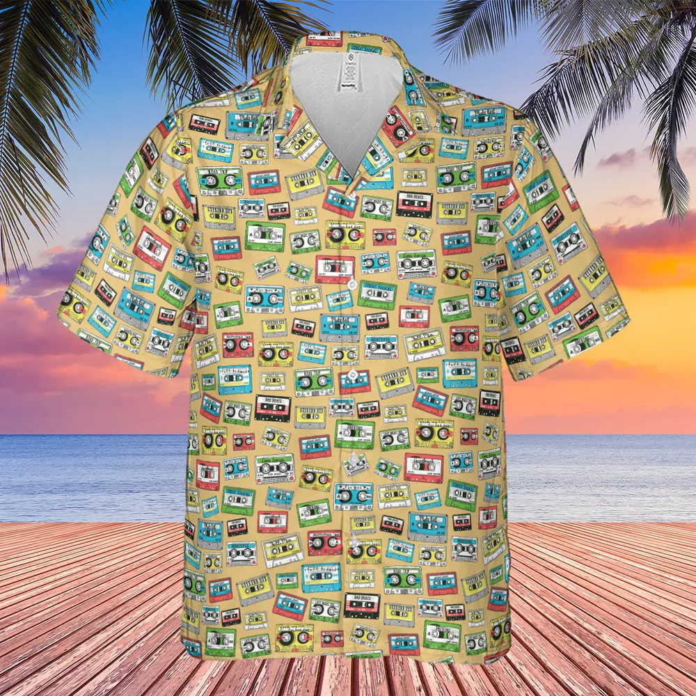 80s Playlist Pattern Hawaiian Shirt - 8