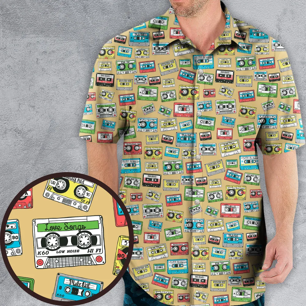 80s Playlist Pattern Hawaiian Shirt - 5