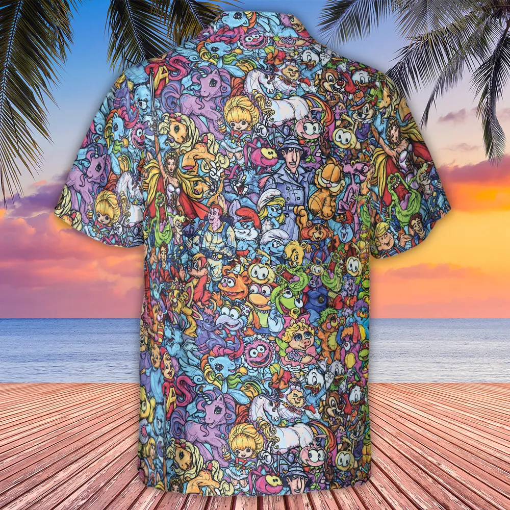 80s Throwback Cartoon Pattern Hawaiian Shirt - 3