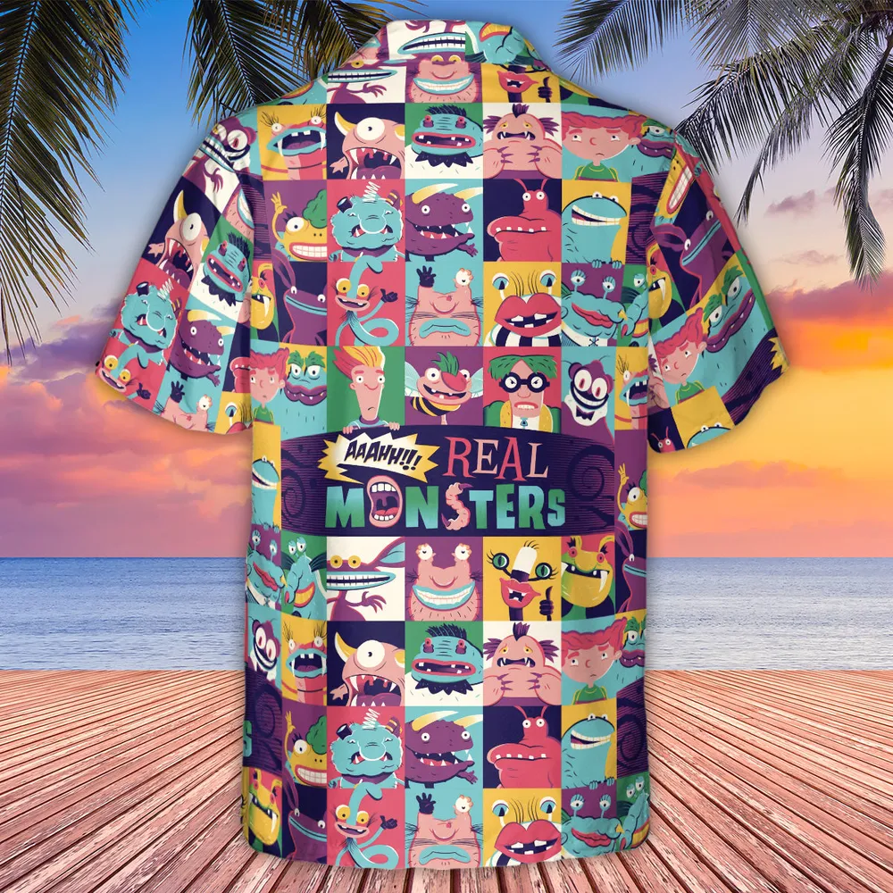 Aaahh!!! Real Monsters Characters Pattern Hawaiian Shirt - 3