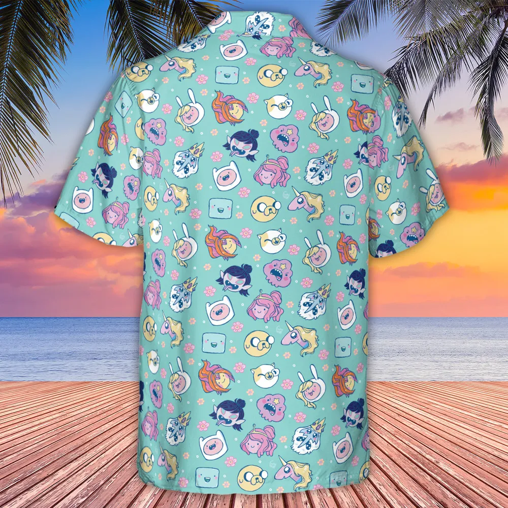 Adventure Time Floral Pattern Hawaiian Shirt - 3