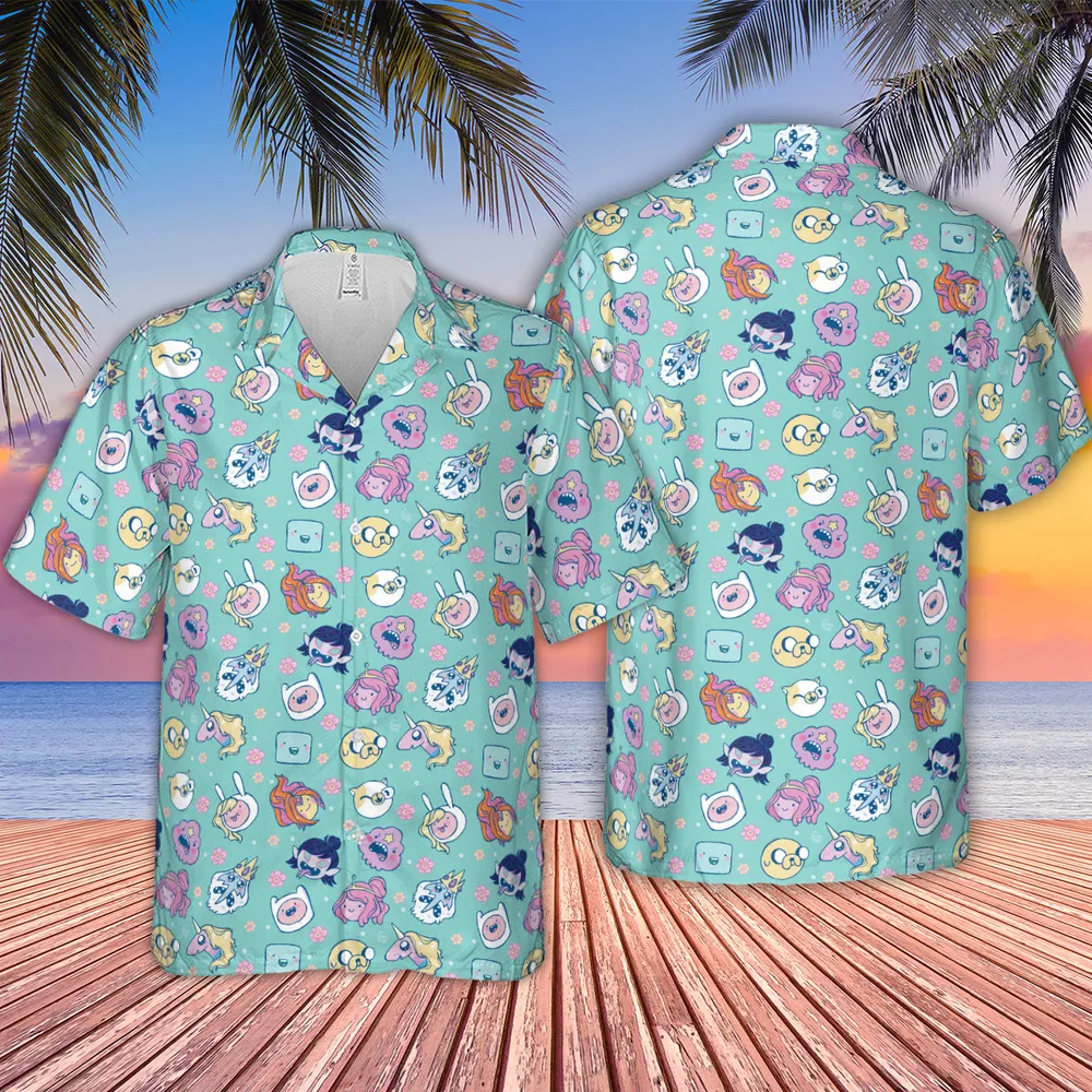 Adventure Time Floral Pattern Hawaiian Shirt - 2