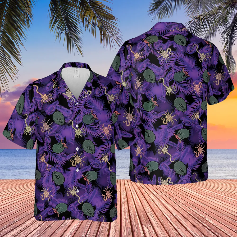 Alien Facehugger Ovomorph Hawaiian Shirt - 3