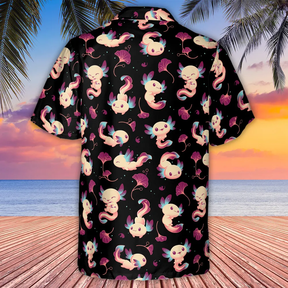 Axolotl Wonders Cute Salamanders Pattern Hawaiian Shirt - 3