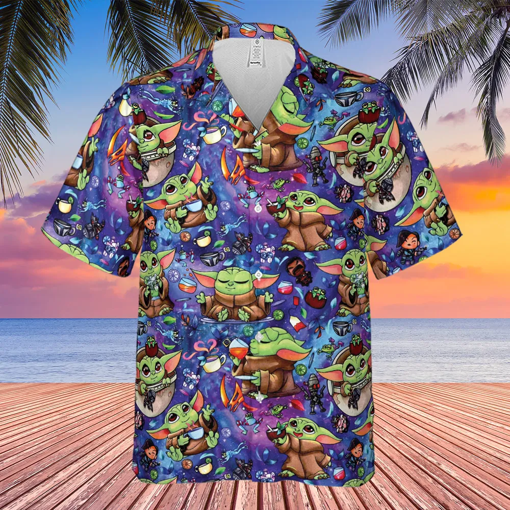 Baby Yoda In the Galaxy Hawaiian Shirt - 4