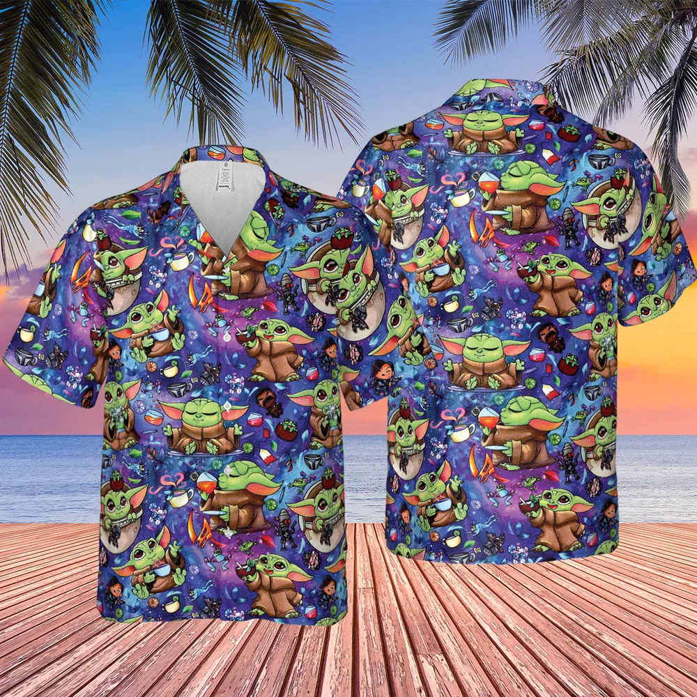 Baby Yoda In the Galaxy Hawaiian Shirt - 2