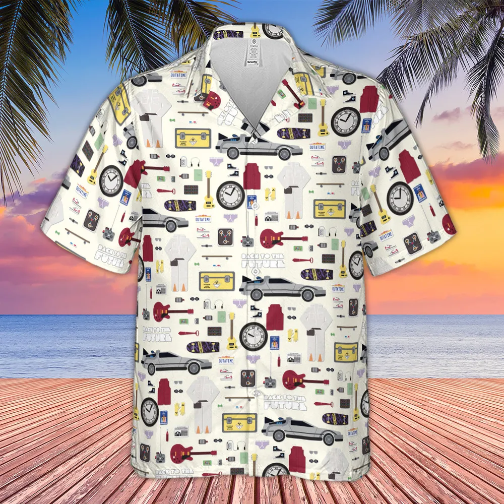 Back to the Future Pattern Hawaiian Shirt - 3