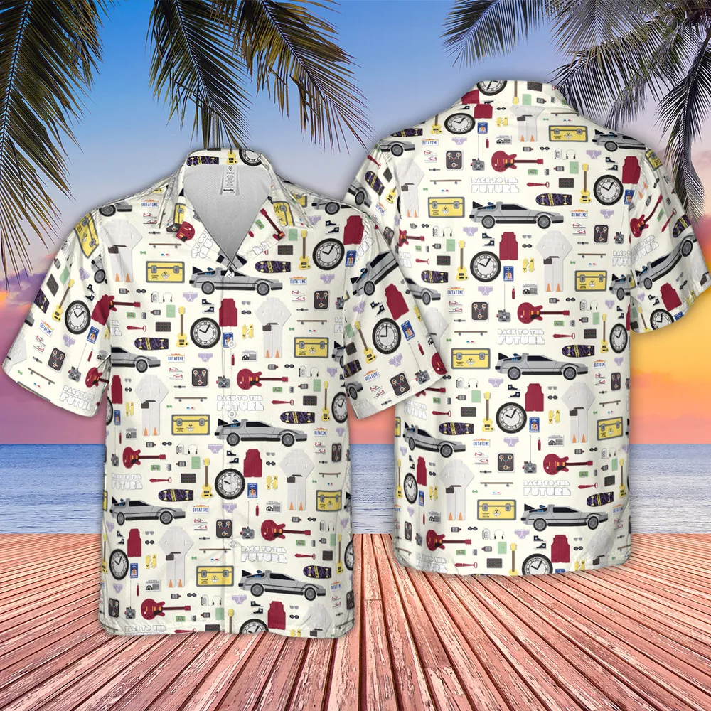Back to the Future Pattern Hawaiian Shirt - 4
