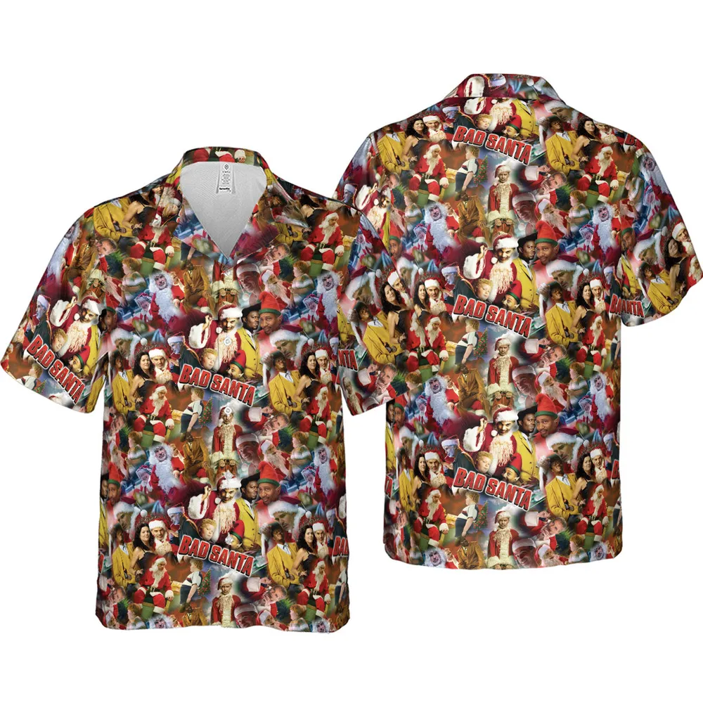 Bad Santa Pattern Hawaiian Shirt - 3