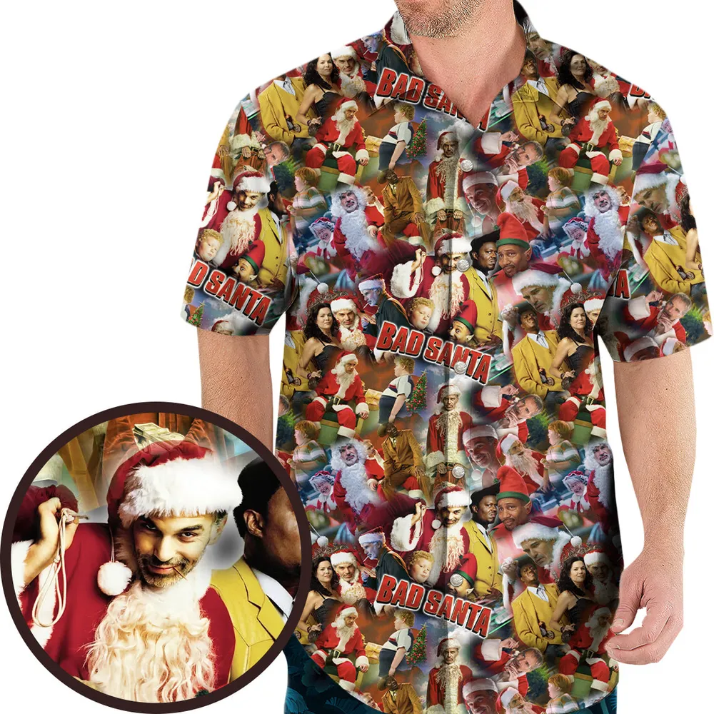 Bad Santa Pattern Hawaiian Shirt - 2