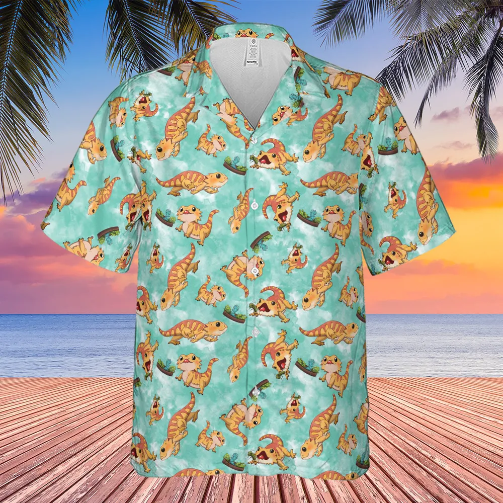 Bearded Dragon Pattern Hawaiian Shirt - 4