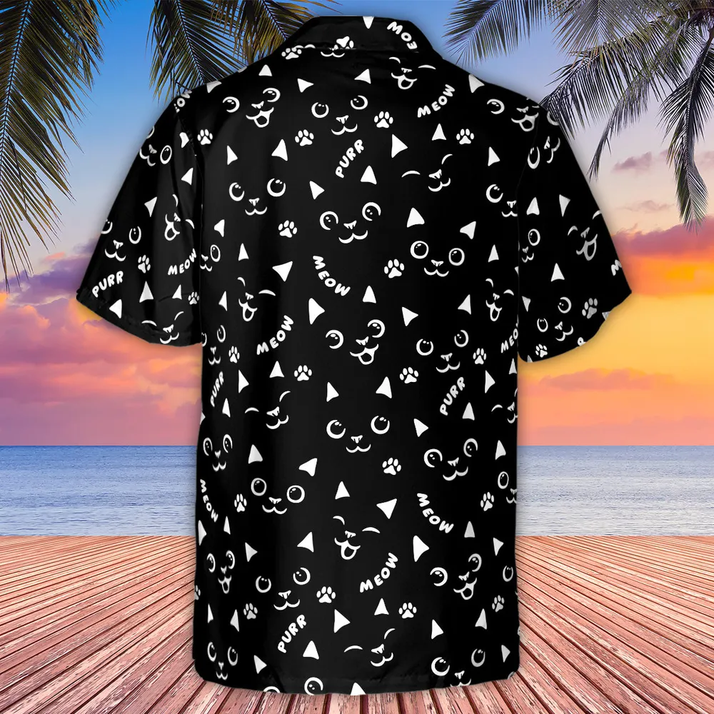 Black Cats Pattern Hawaiian Shirt - 3