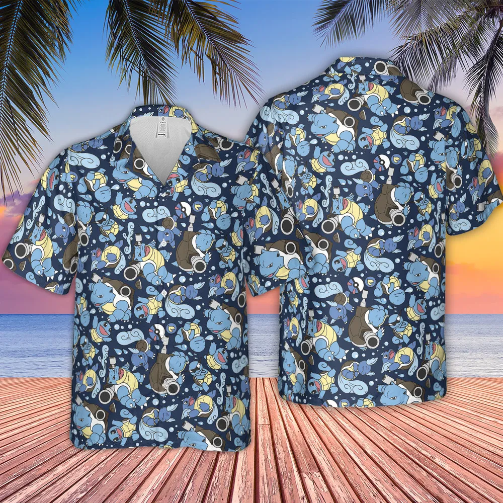 Blastoise Wartortle Squirtle Pokemon Pattern Hawaiian Shirt - 2