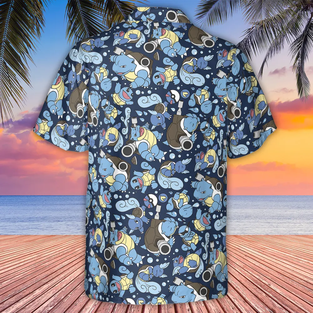 Blastoise Wartortle Squirtle Pokemon Pattern Hawaiian Shirt - 3