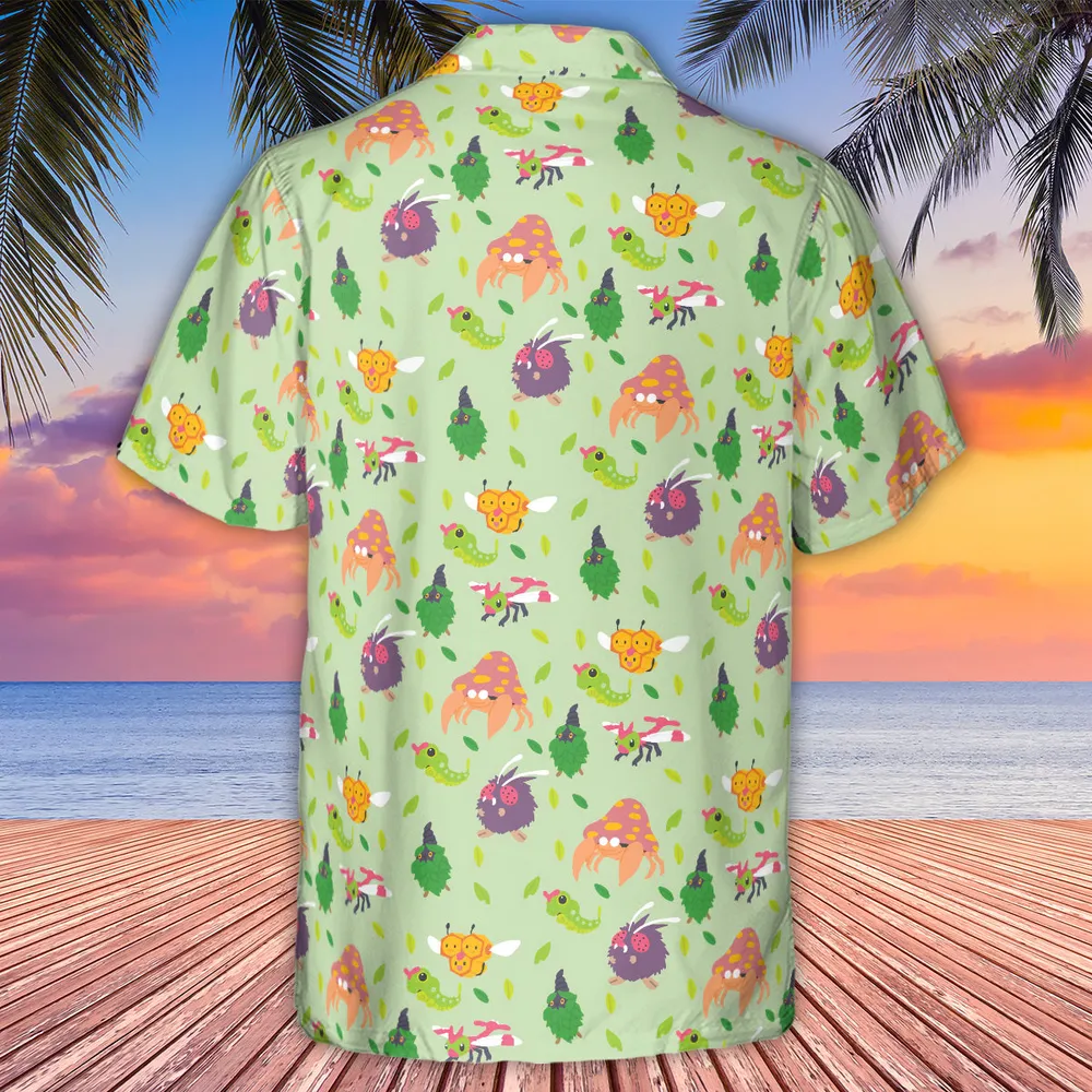 Bug Type Pokemon Pattern Hawaiian Shirt - 3
