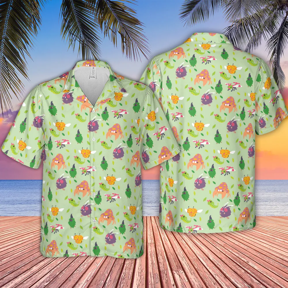 Bug Type Pokemon Pattern Hawaiian Shirt - 2