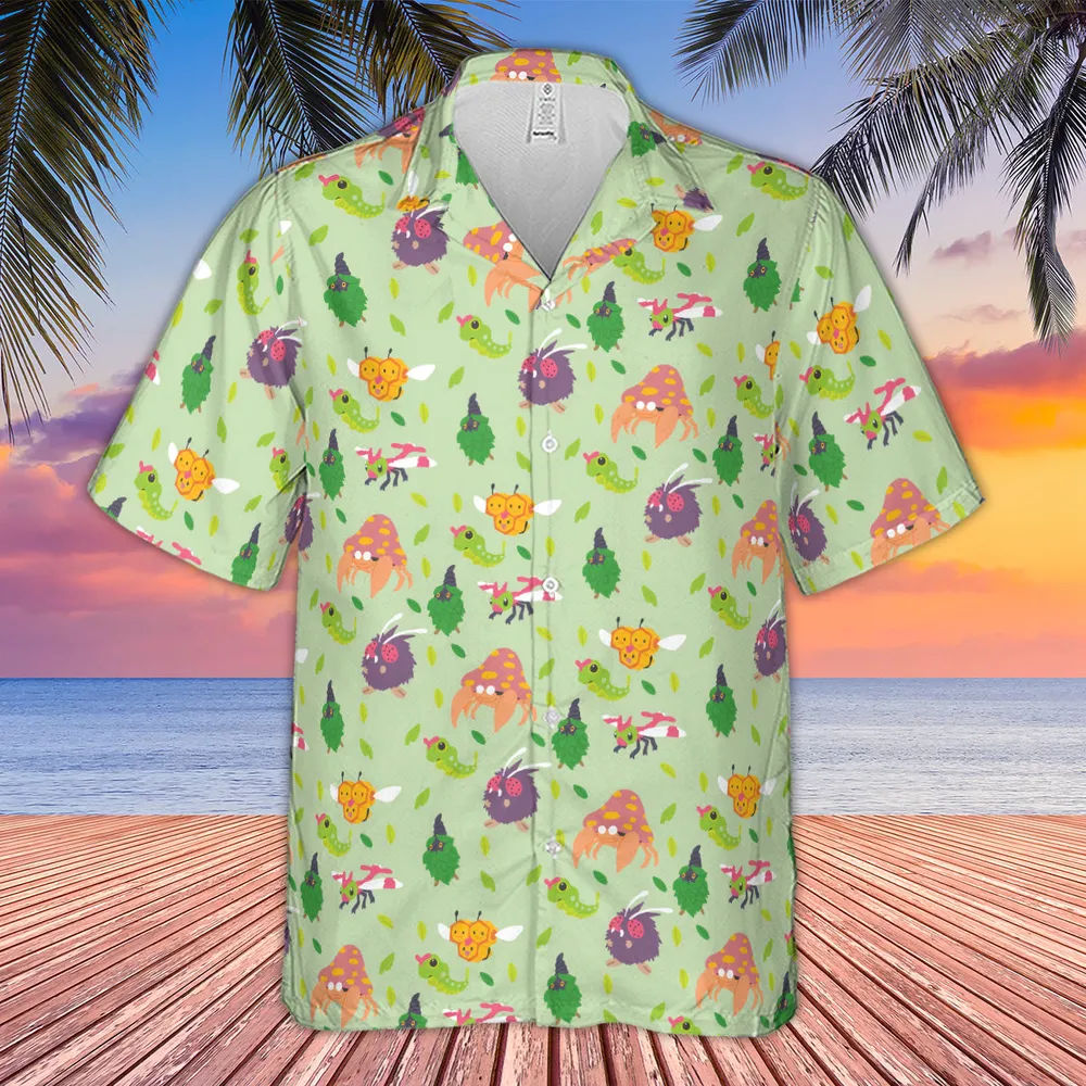 Bug Type Pokemon Pattern Hawaiian Shirt - 4