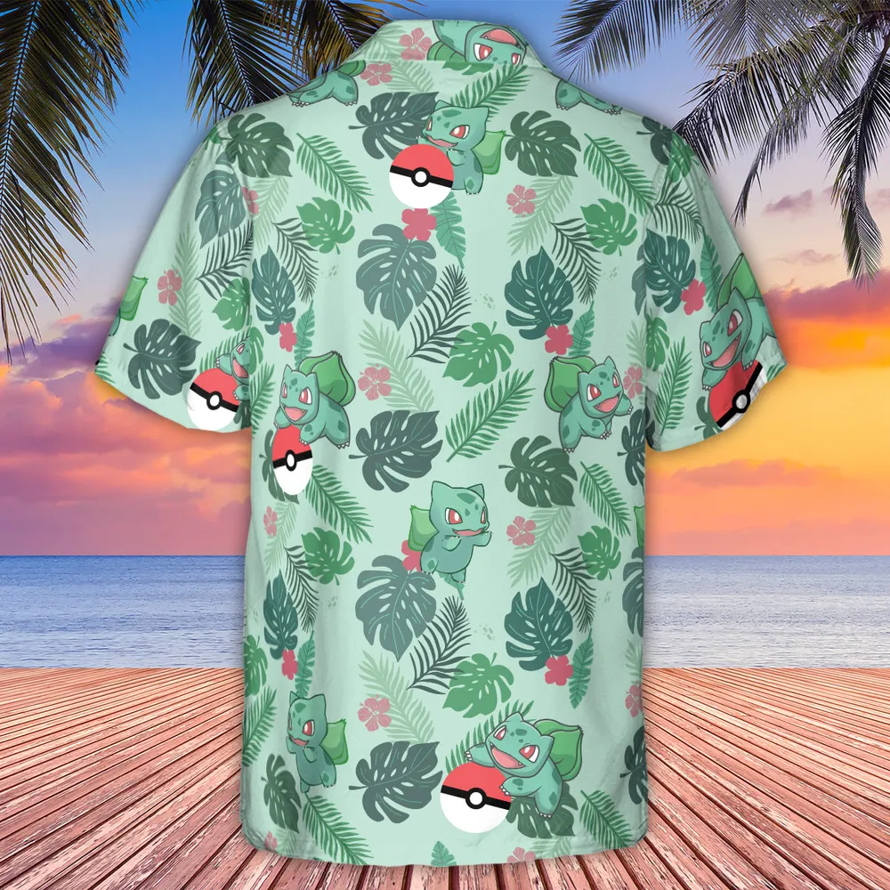Bulbasaur Pokemon Pattern Hawaiian Shirt - 3