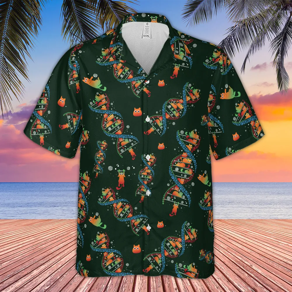 Cat Kitten DNA Pattern Hawaiian Shirt - 4