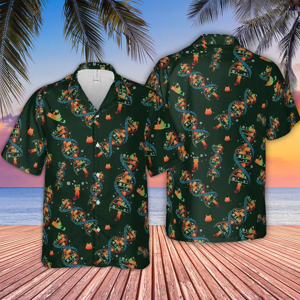 Cat Kitten DNA Pattern Hawaiian Shirt - 2