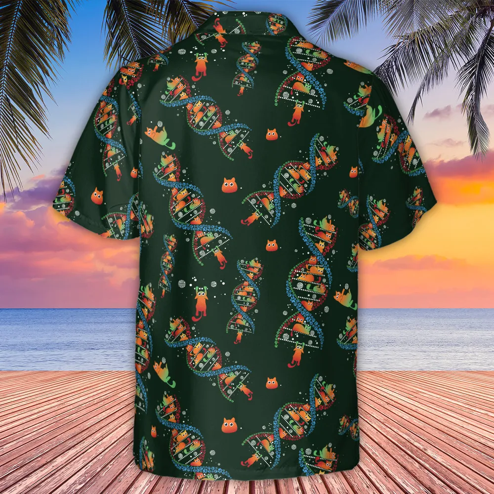 Cat Kitten DNA Pattern Hawaiian Shirt - 3