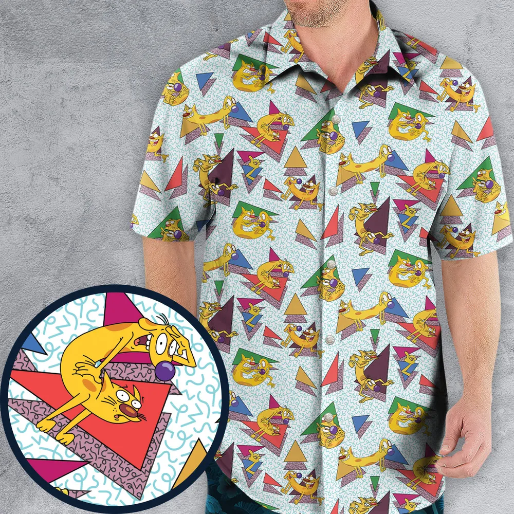Catdog 90s Cartoon Pattern Hawaiian Shirt - 3