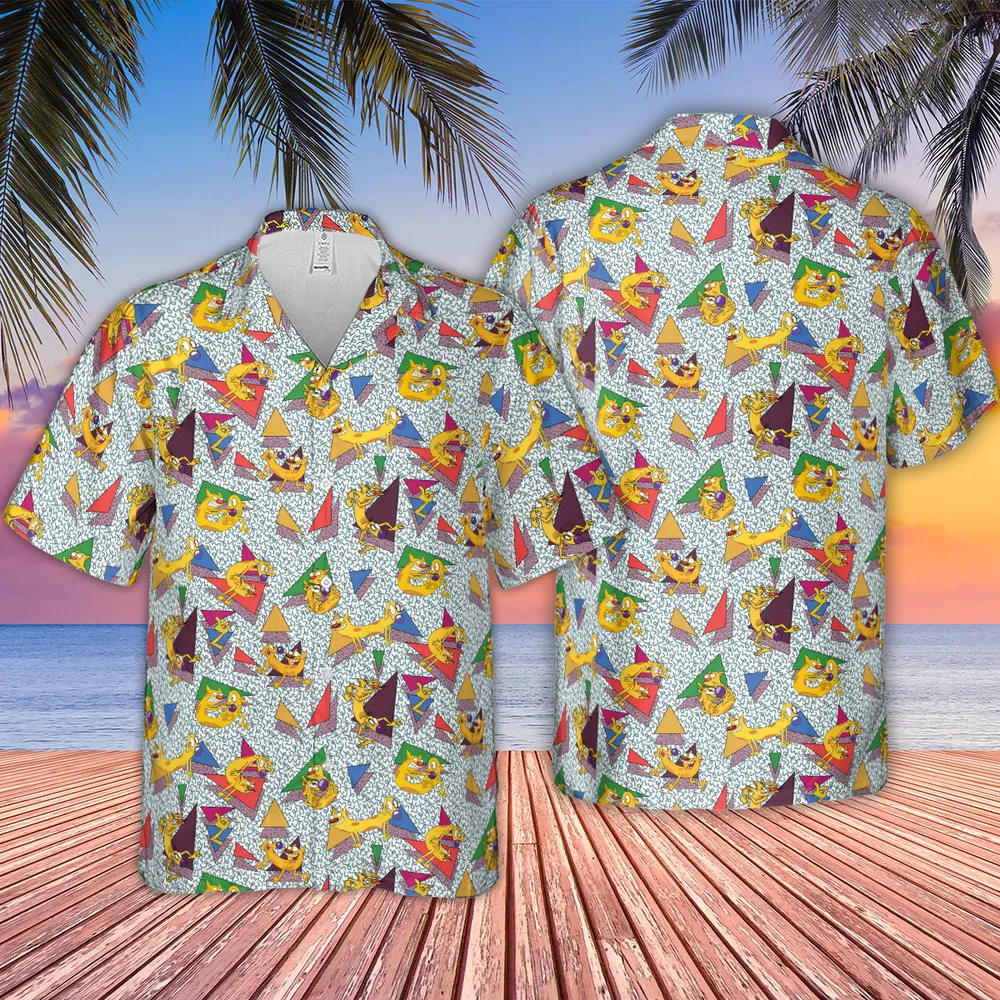 Catdog 90s Cartoon Pattern Hawaiian Shirt - 7