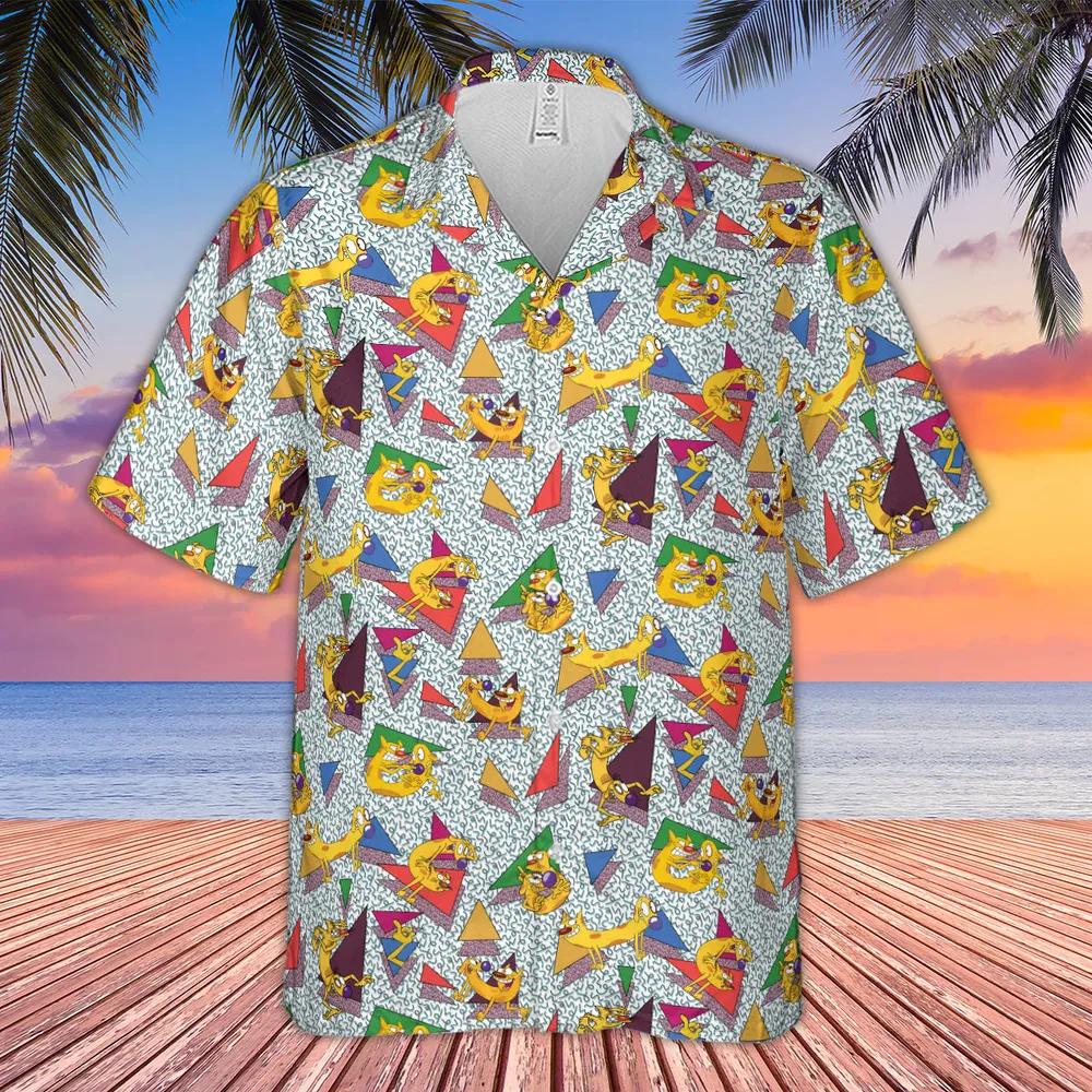 Catdog 90s Cartoon Pattern Hawaiian Shirt - 5