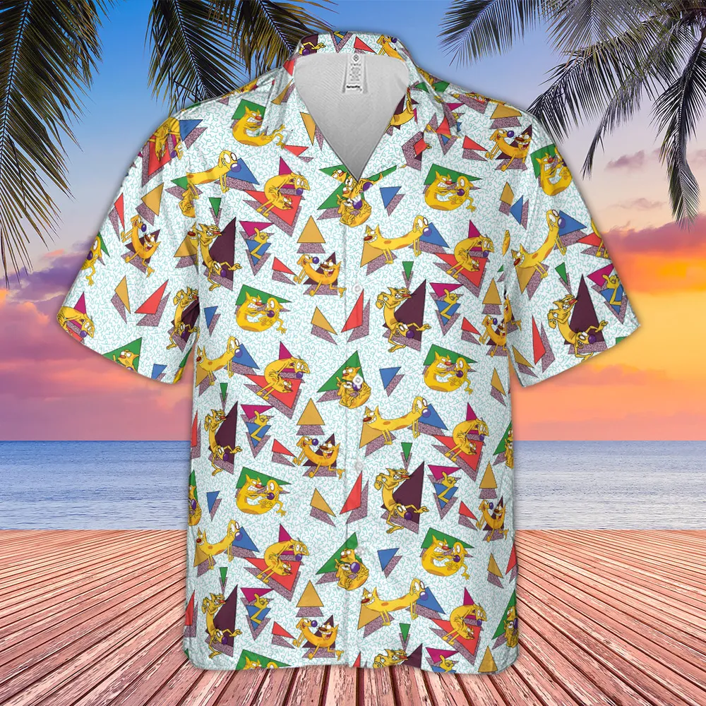 Catdog 90s Cartoon Pattern Hawaiian Shirt - 6
