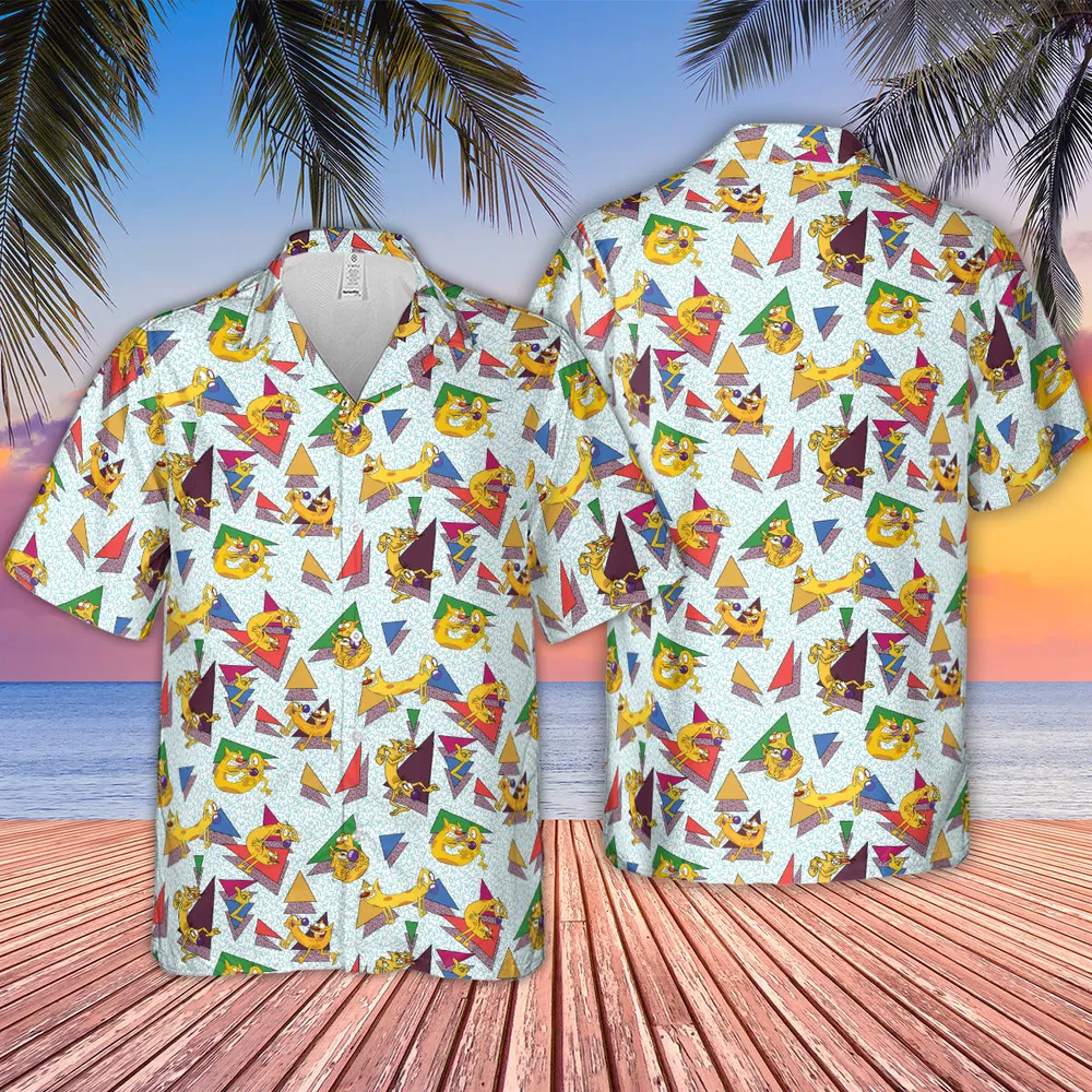 Catdog 90s Cartoon Pattern Hawaiian Shirt - 4