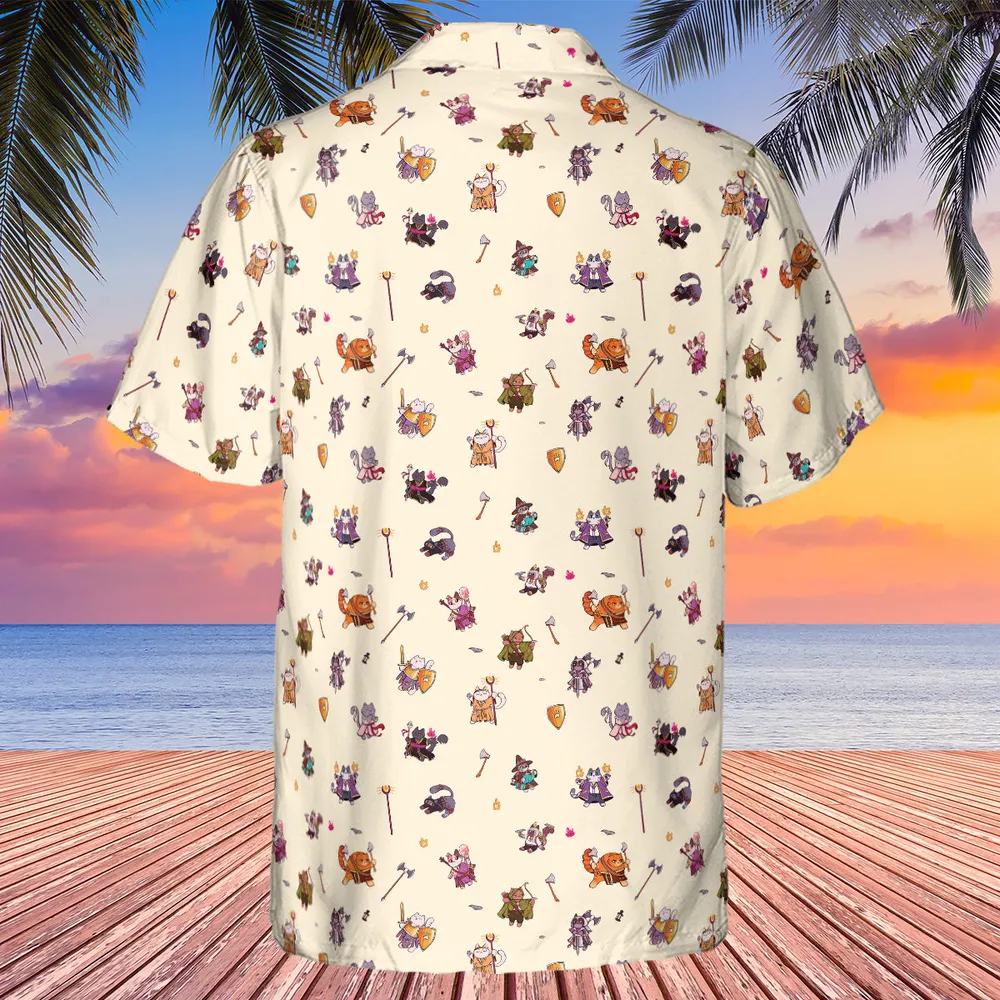 Cats In DnD Pattern Hawaiian Shirt - 3
