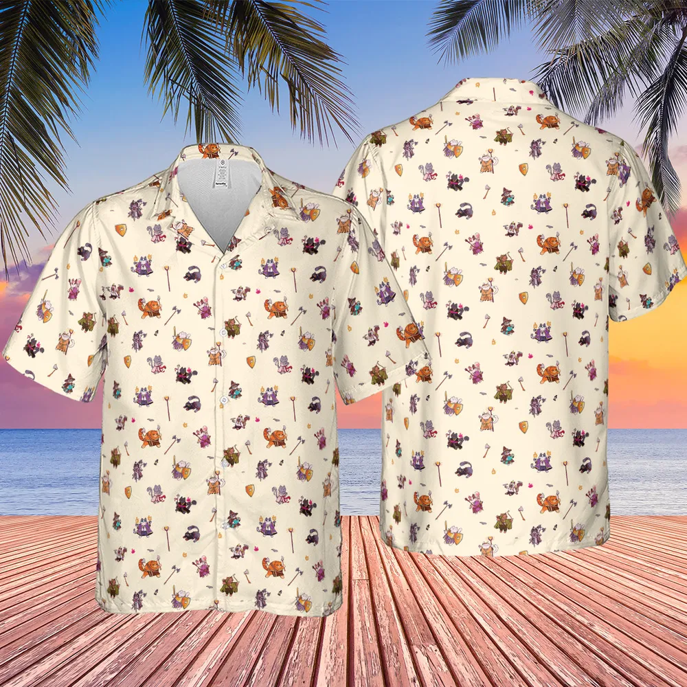 Cats In DnD Pattern Hawaiian Shirt - 2