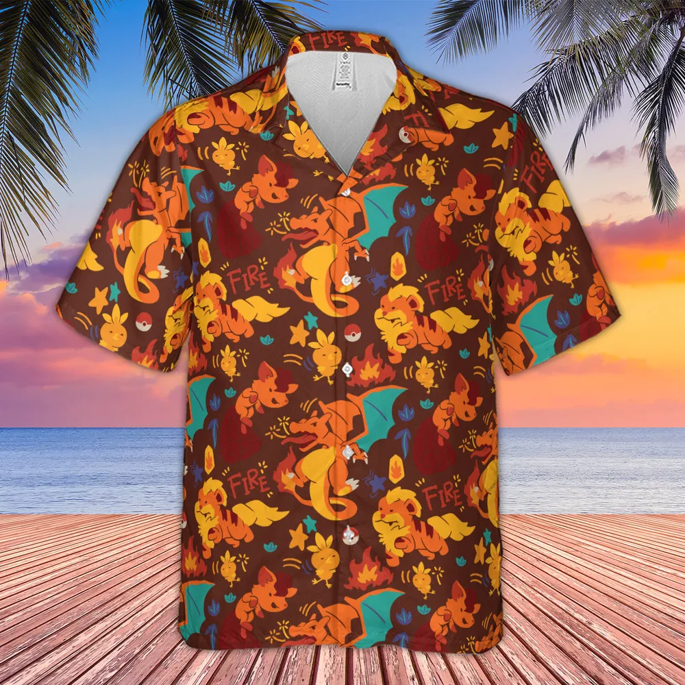 Charizard Arcanine Torchic Fire Pokemon Hawaiian Shirt - 4
