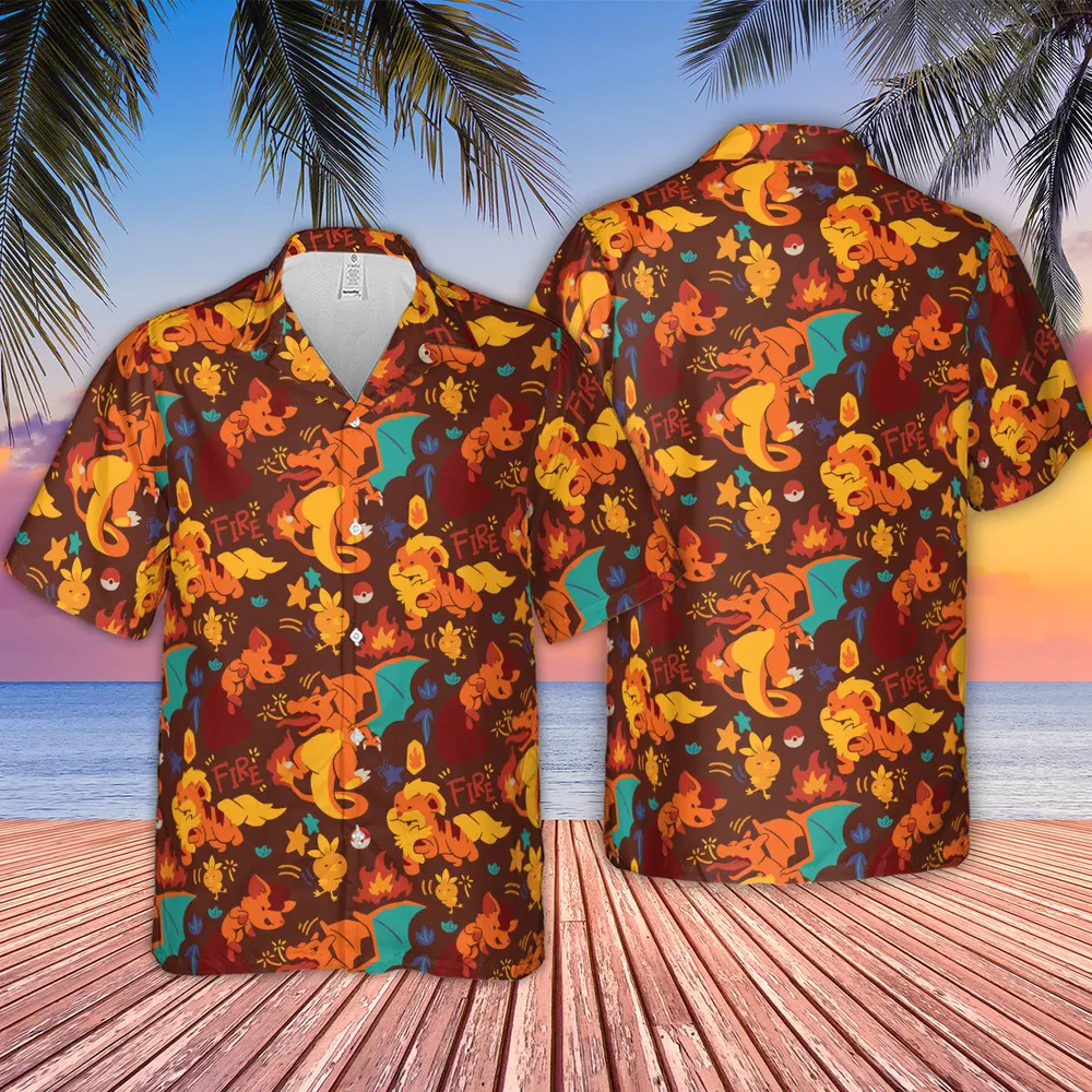 Charizard Arcanine Torchic Fire Pokemon Hawaiian Shirt - 3