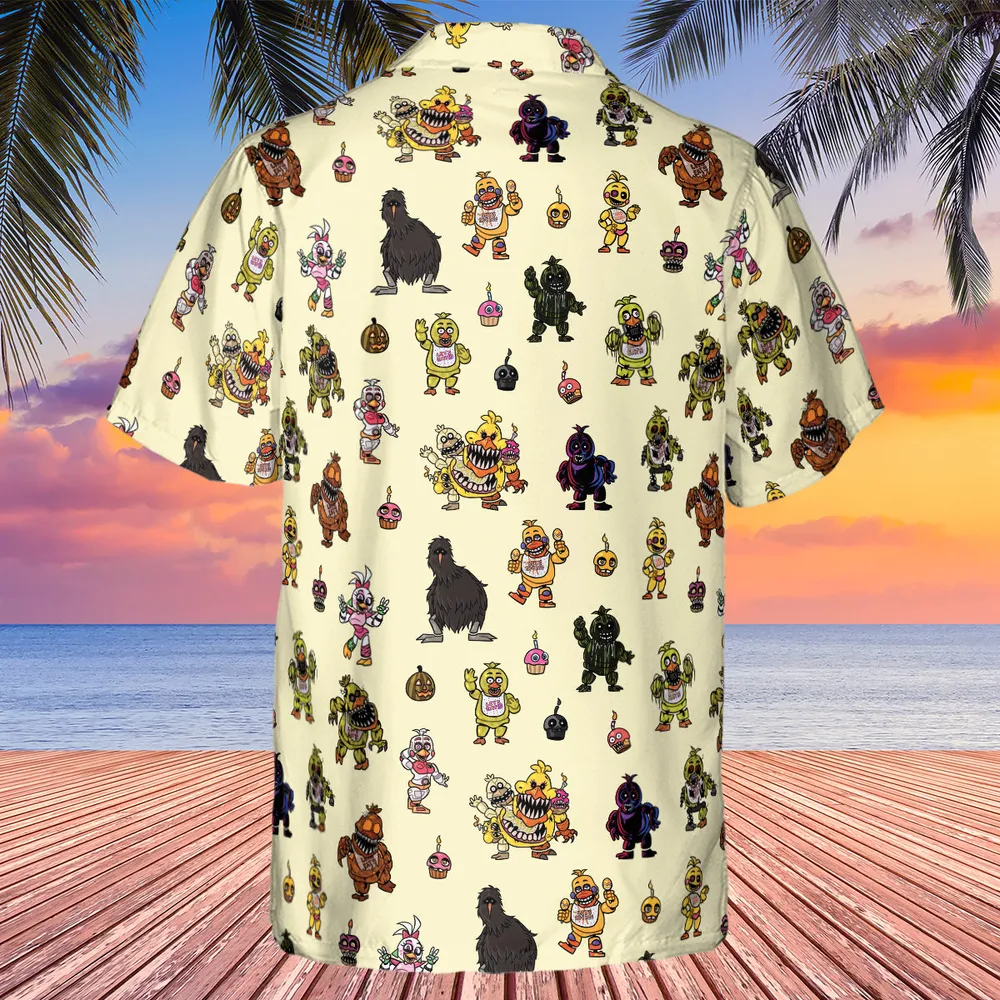 Chica Chicken Five Nights at Freddy's Pattern Hawaiian Shirt - 3