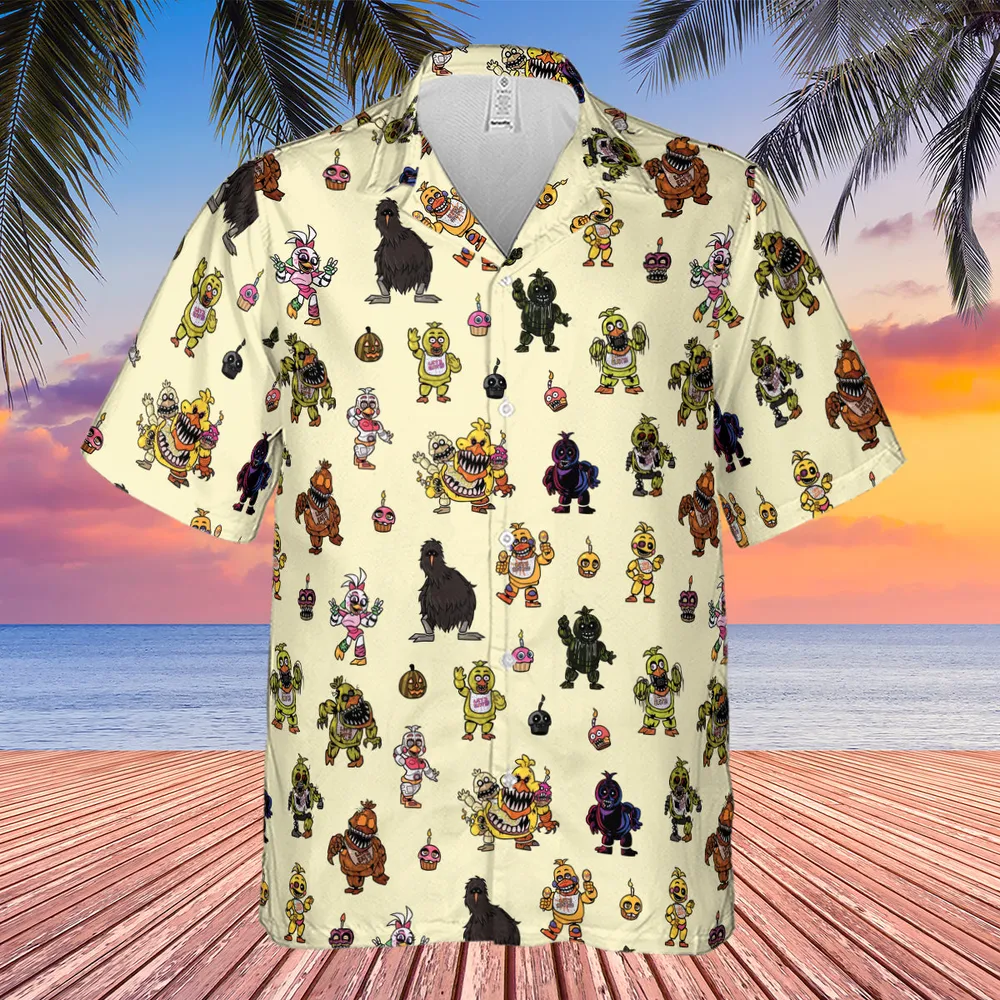 Chica Chicken Five Nights at Freddy's Pattern Hawaiian Shirt - 4