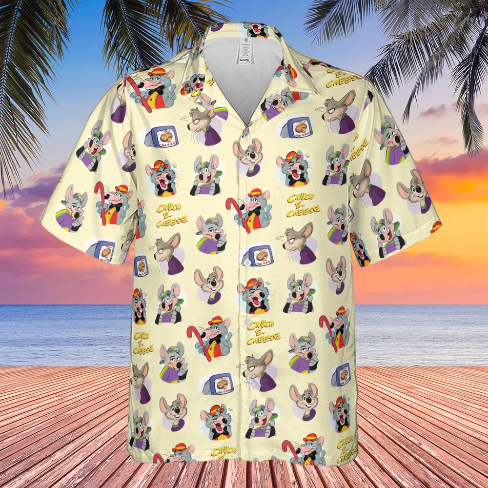 Chuck E. Cheese Pattern Hawaiian Shirt - 4