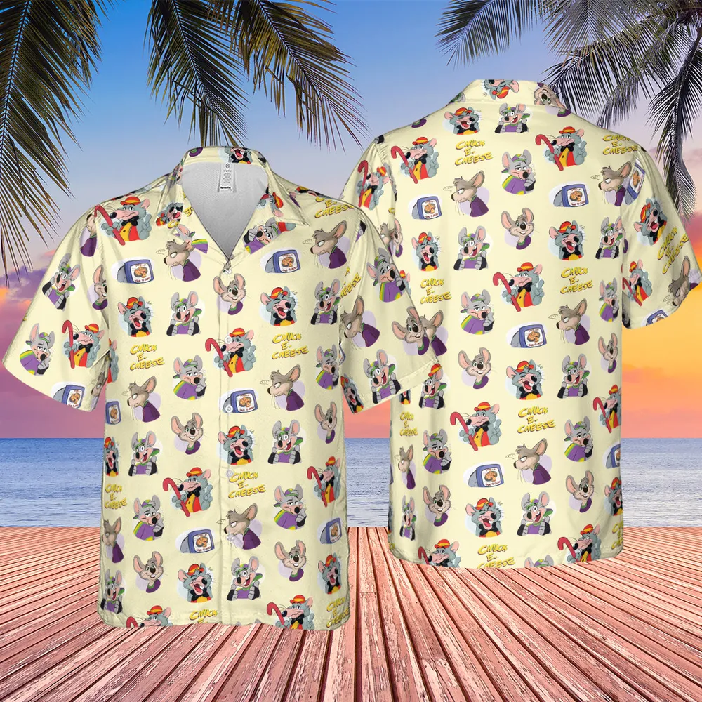 Chuck E. Cheese Pattern Hawaiian Shirt - 2