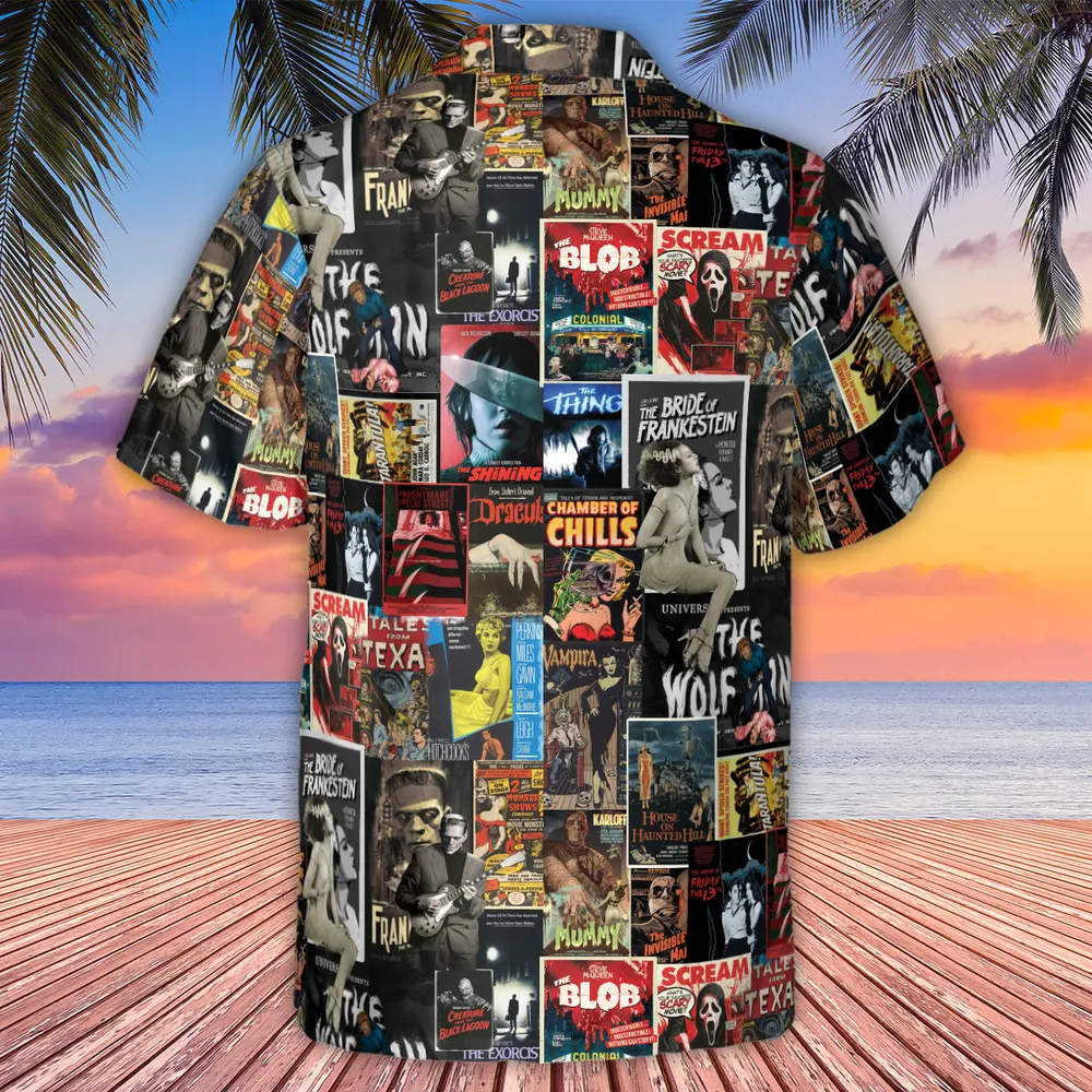 Classic Horror Movie Posters Monster Universal Scream Ghostface The Thing Hawaiian Shirt - 3