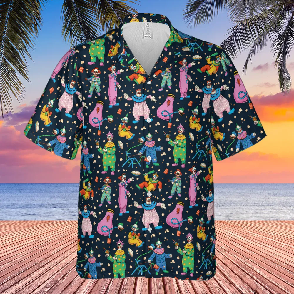Clowns Popcorn Killer Klowns from Outer Space Pattern Hawaiian Shirt - 4